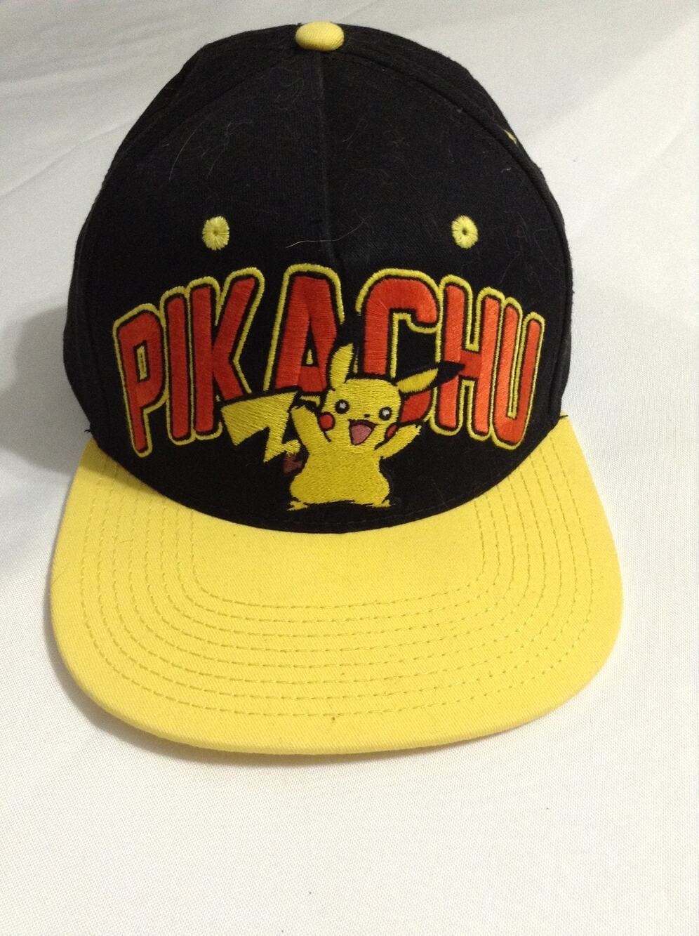 Pokemon Pikachu Snapback Hat Black Yellow Embroidered Cap 2016 Nintendo OSFM